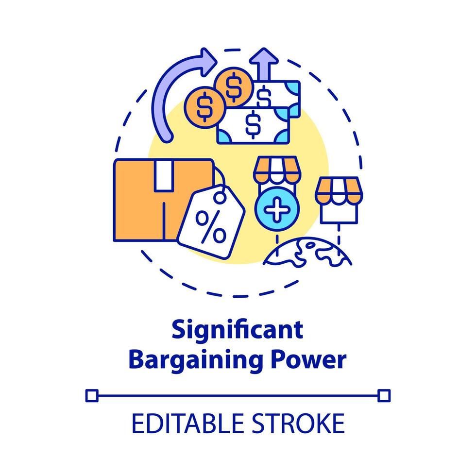 Significant bargaining power concept icon. External business growth abstract idea thin line illustration. Market power. Suppliers and customers. Vector isolated outline color drawing. Editable stroke