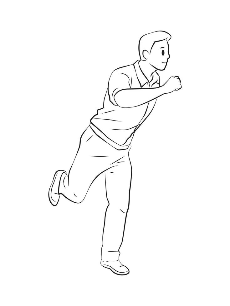 un hombre que va a empezar a correr pose línea vector ilustración dibujos animados