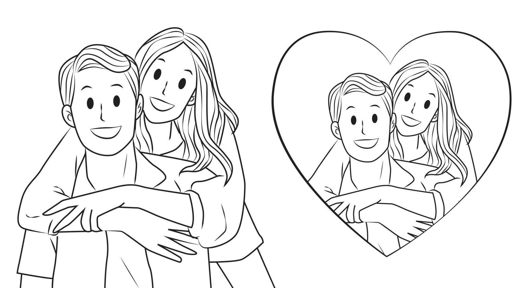 Young couple pose vector illustration