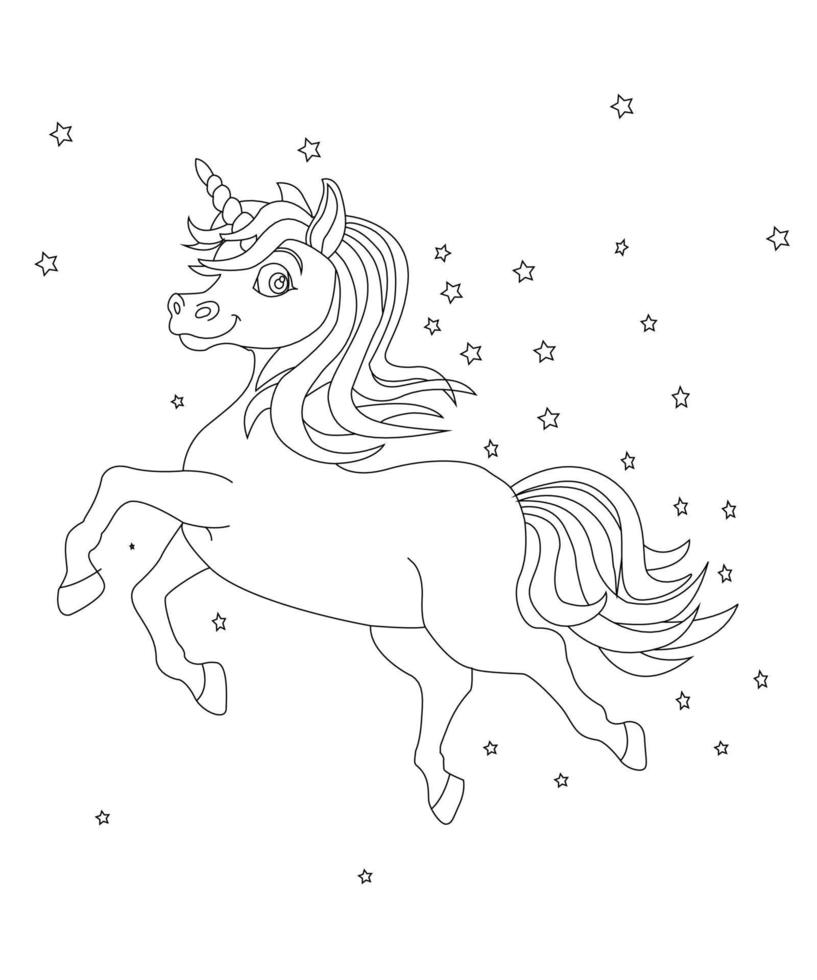 vector de unicornios. página de libro para colorear unicornio. fondo de los  niños. página para colorear