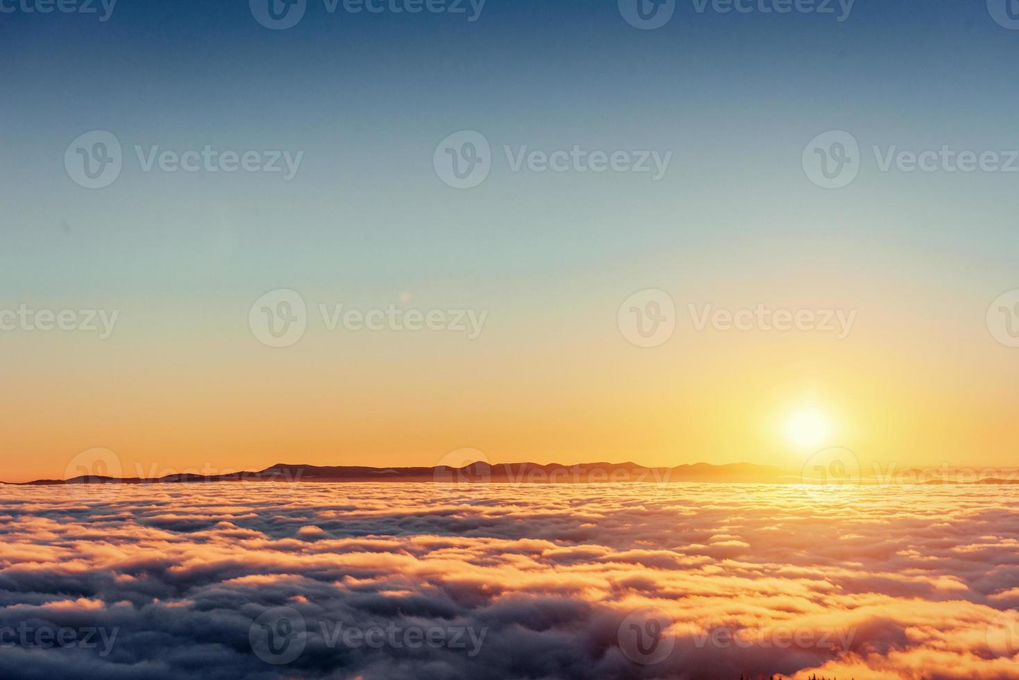 fog in winter mountains. Fantastic sunset. Beauty world. Europe Carpathians. photo