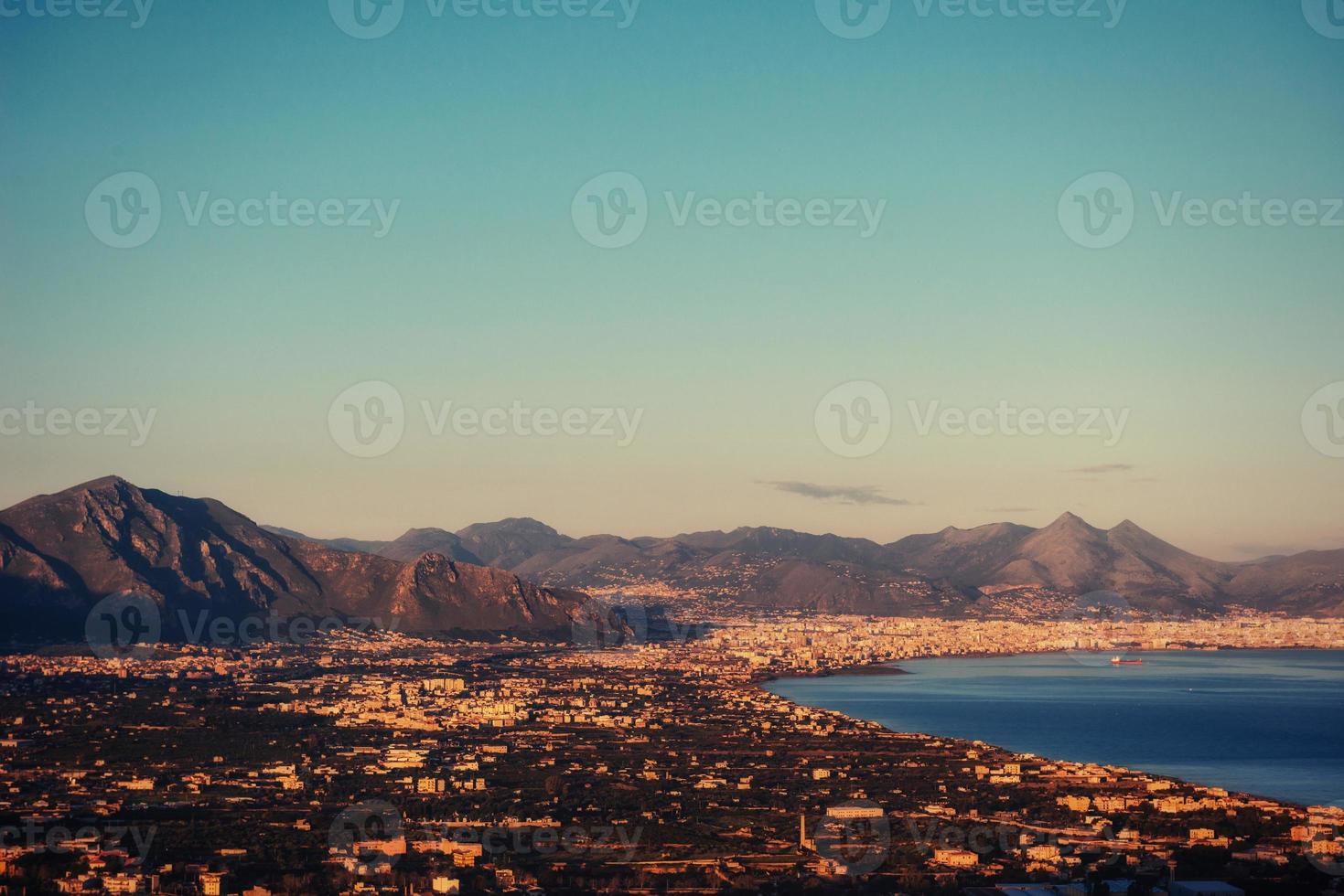 Spring panorama of sea coast city Trapany. Sicily, Italy, Europe photo
