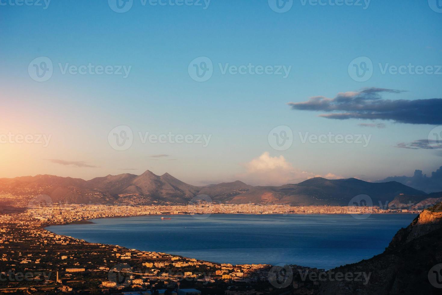 Spring view the city from a height of Trapani. Sicily photo