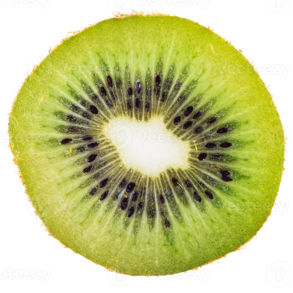 Cross section of ripe kiwi isolated on white background photo