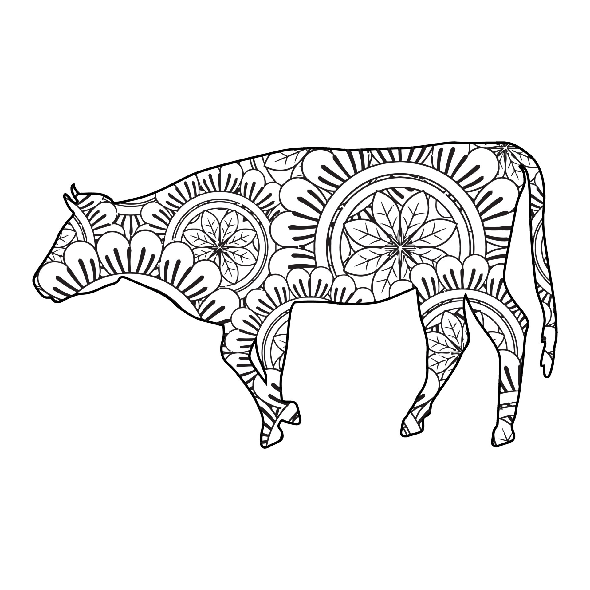 Mandala Cow coloring page 6844935 Vector Art at Vecteezy