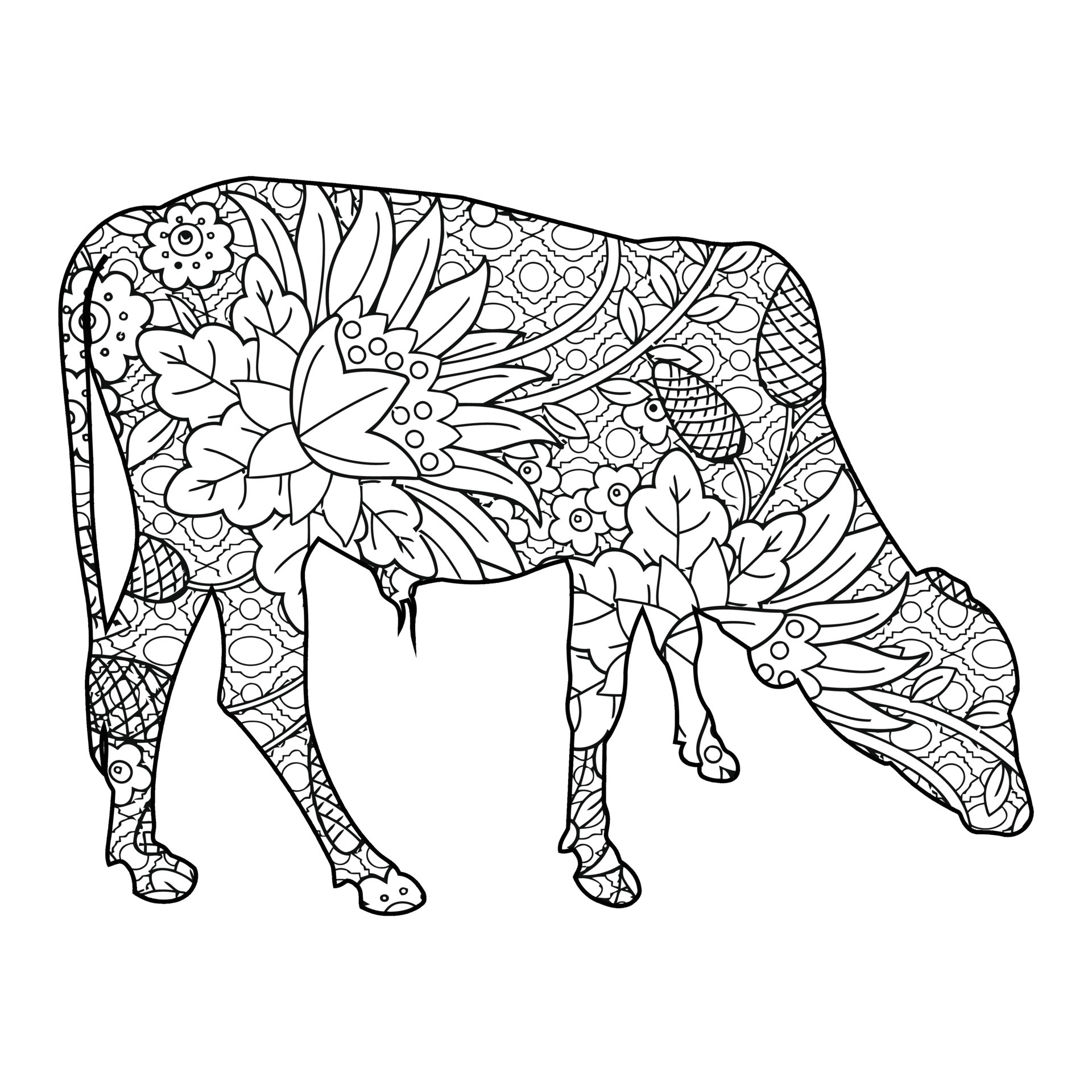 Mandala Cow coloring page 6844937 Vector Art at Vecteezy