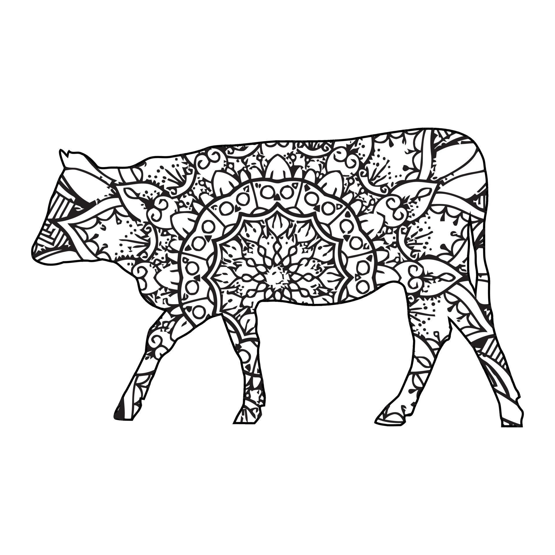 Mandala Cow coloring page 6844938 Vector Art at Vecteezy