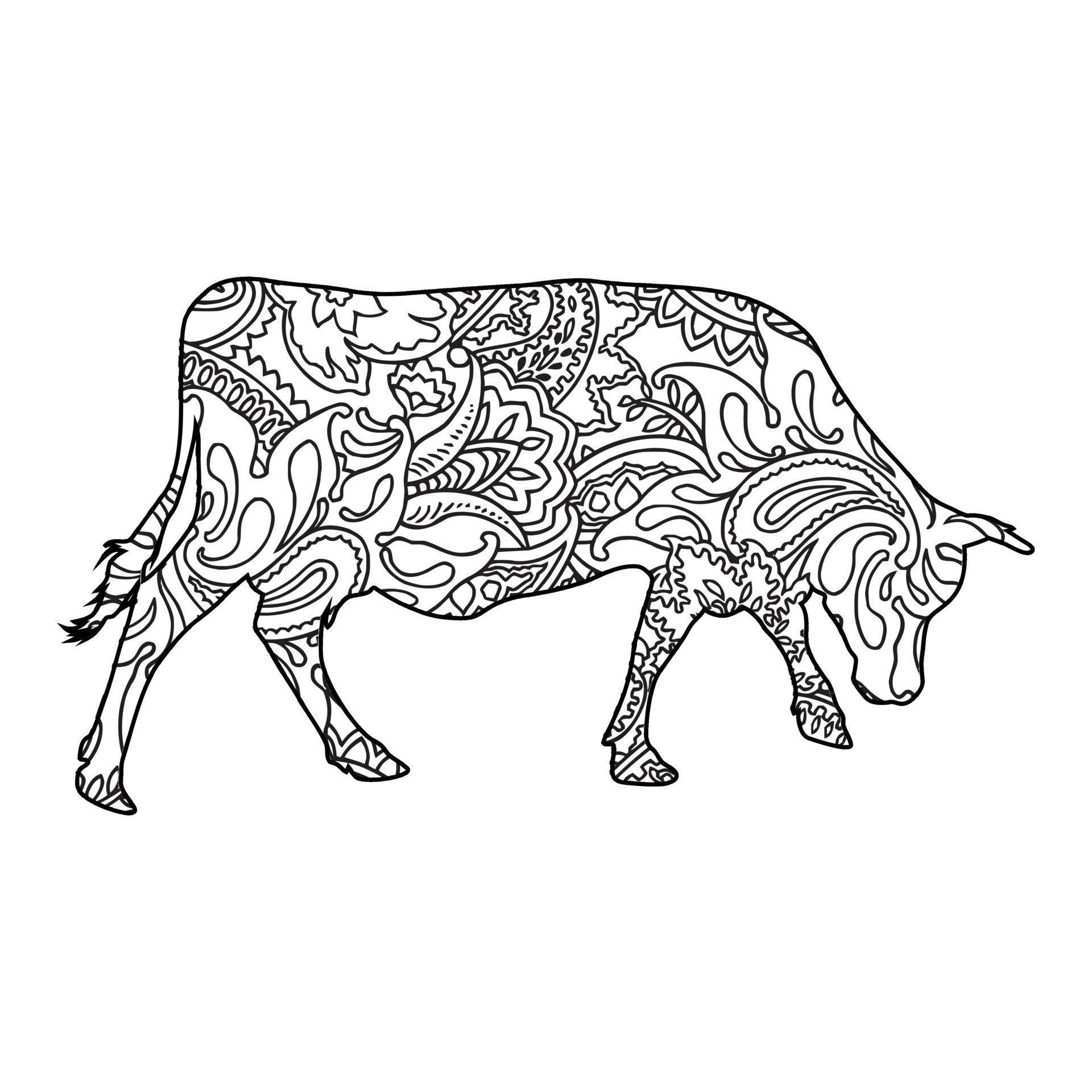 Mandala Cow coloring page 6844948 Vector Art at Vecteezy