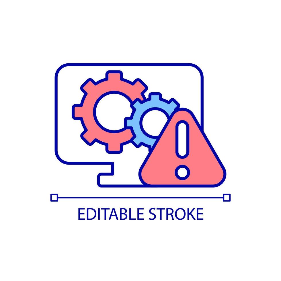 Detecting computer hardware errors RGB color icon. Computer programs failure. Identifying program functional crashes. Isolated vector illustration. Simple filled line drawing. Editable stroke
