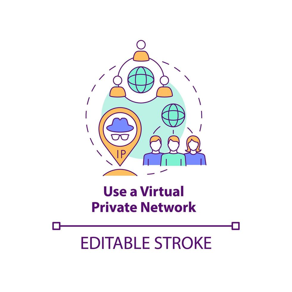 Virtual private network concept icon. Online privacy with VPN abstract idea thin line illustration. Internet connection safety. Vector isolated outline color drawing. Editable stroke