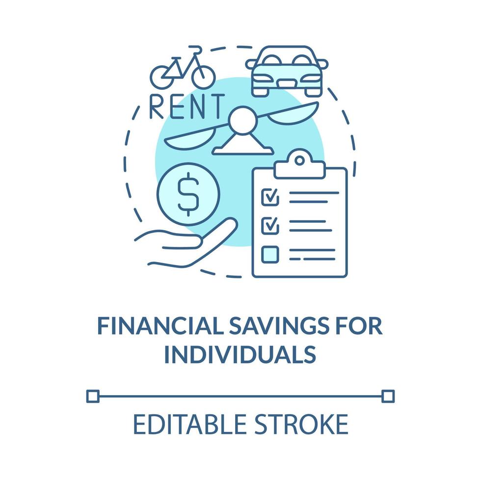 Financial savings for individuals blue concept icon. Bike sharing benefit abstract idea thin line illustration. Smart financial decision. Vector isolated outline color drawing. Editable stroke