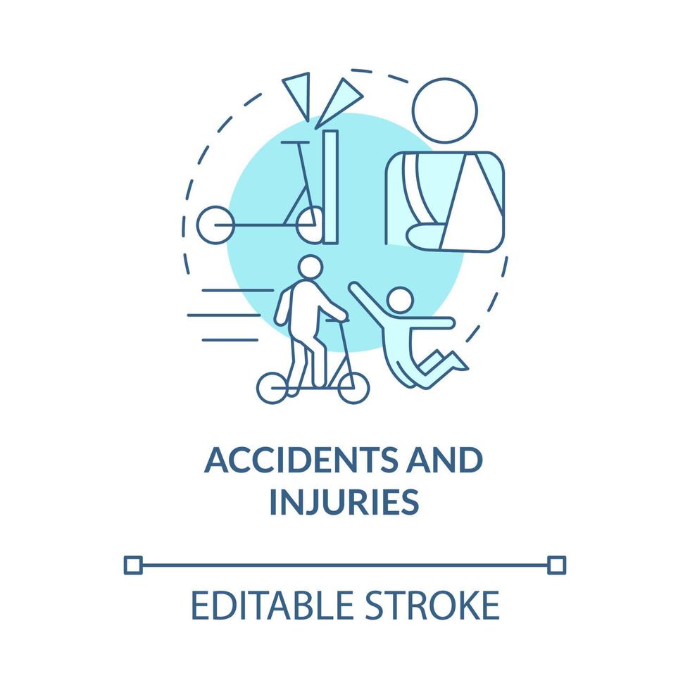 Accidents and injuries blue concept icon. Scooter sharing problem abstract idea thin line illustration. Extremities traumas risk. Vector isolated outline color drawing. Editable stroke