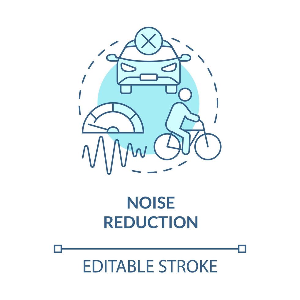 Noise reduction blue concept icon. Bike sharing goal abstract idea thin line illustration. Urban settings. Lowering noise pollution levels. Vector isolated outline color drawing. Editable stroke