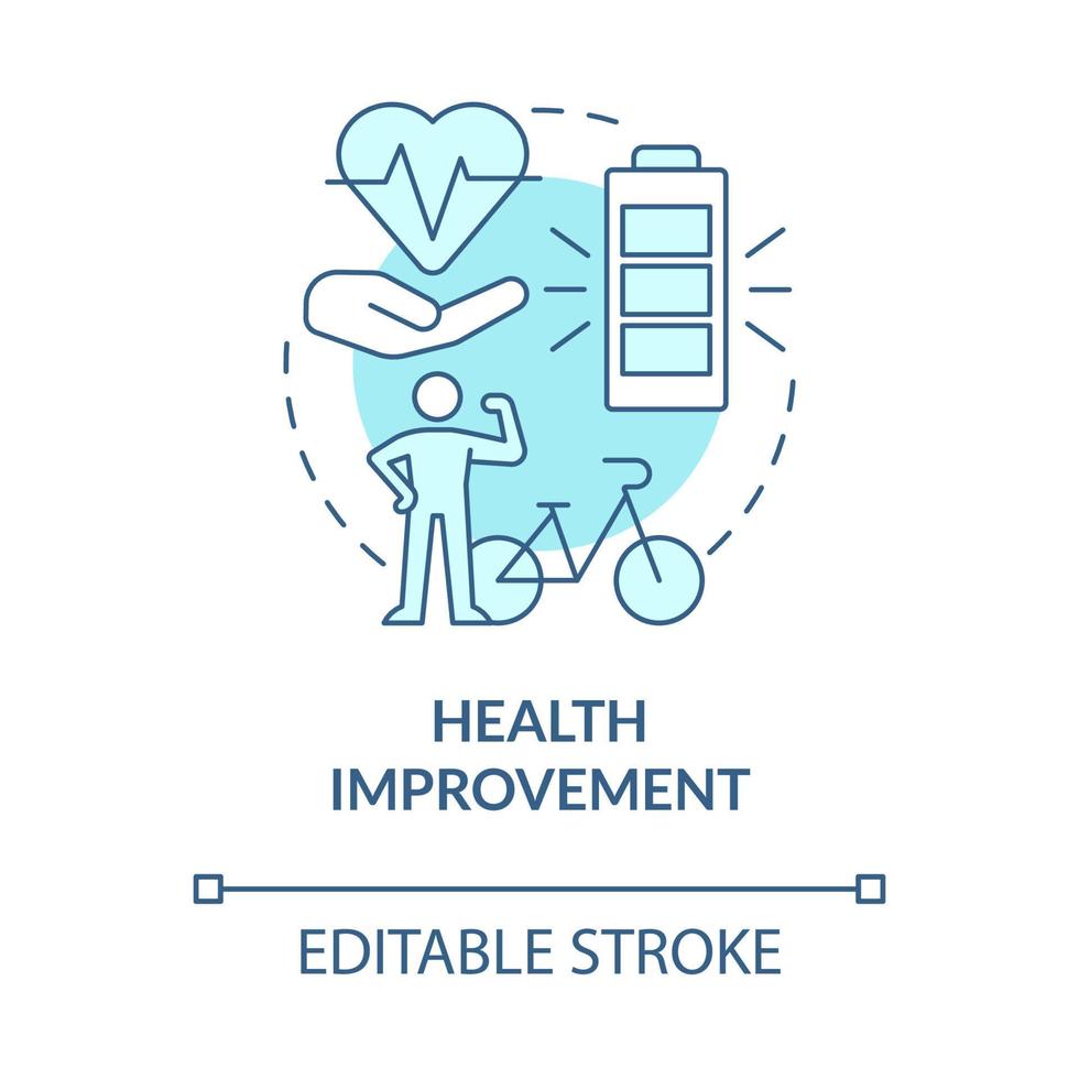 Health improvement blue concept icon. Bike sharing goal abstract idea thin line illustration. Cycling outdoors. Strengthening heart. Vector isolated outline color drawing. Editable stroke