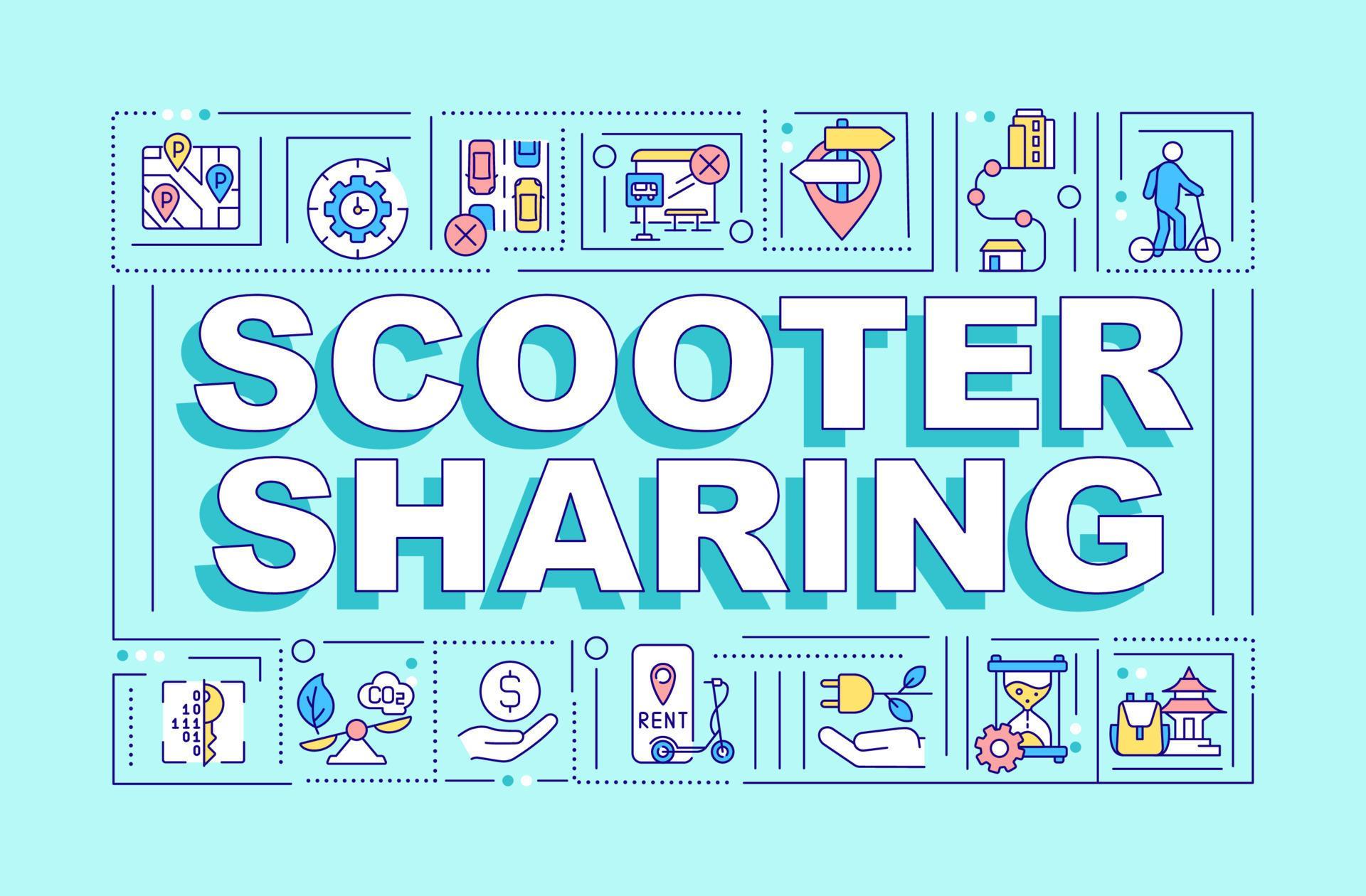 Scooter sharing word concepts banner Micromobility option