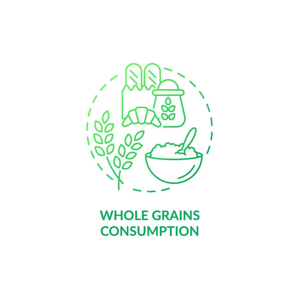 Whole grains consumption green gradient concept icon. Pregnancy diet abstract idea thin line illustration. Essential carbohydrates. Main source of energy. Vector isolated outline color drawing