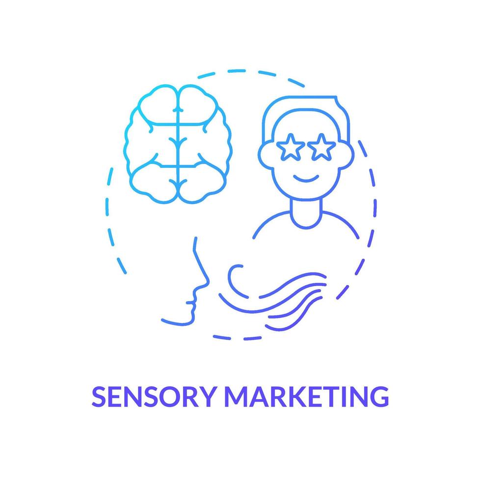 Sensory advertising concept icon. Brand promotion. Consumers feelings associated with product. Appealing customers senses abstract idea thin line illustration. Vector isolated outline color drawing