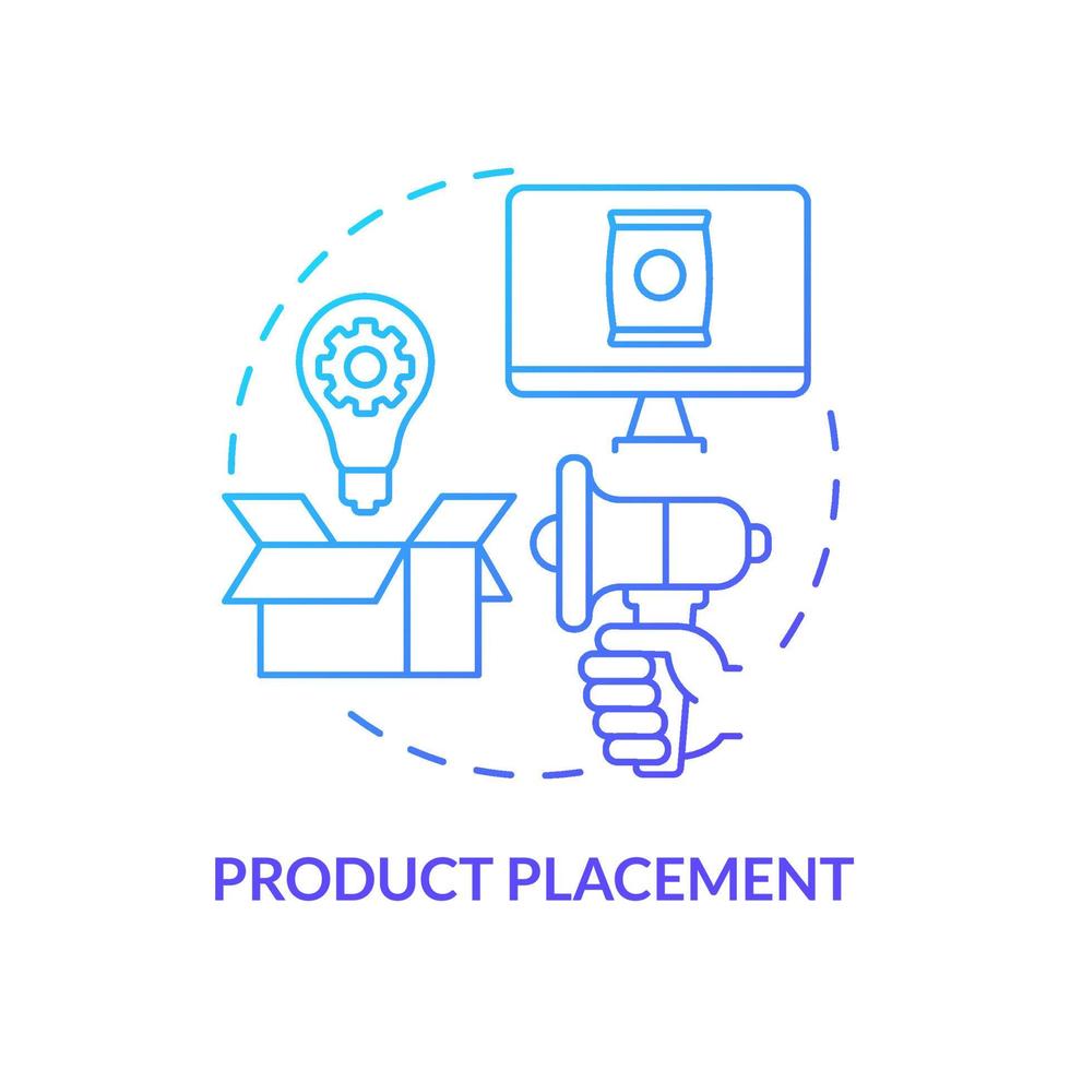 Embedded marketing concept icon. Product promotion strategy. Display product prominently. Informal advertising abstract idea thin line illustration. Vector isolated outline color drawing