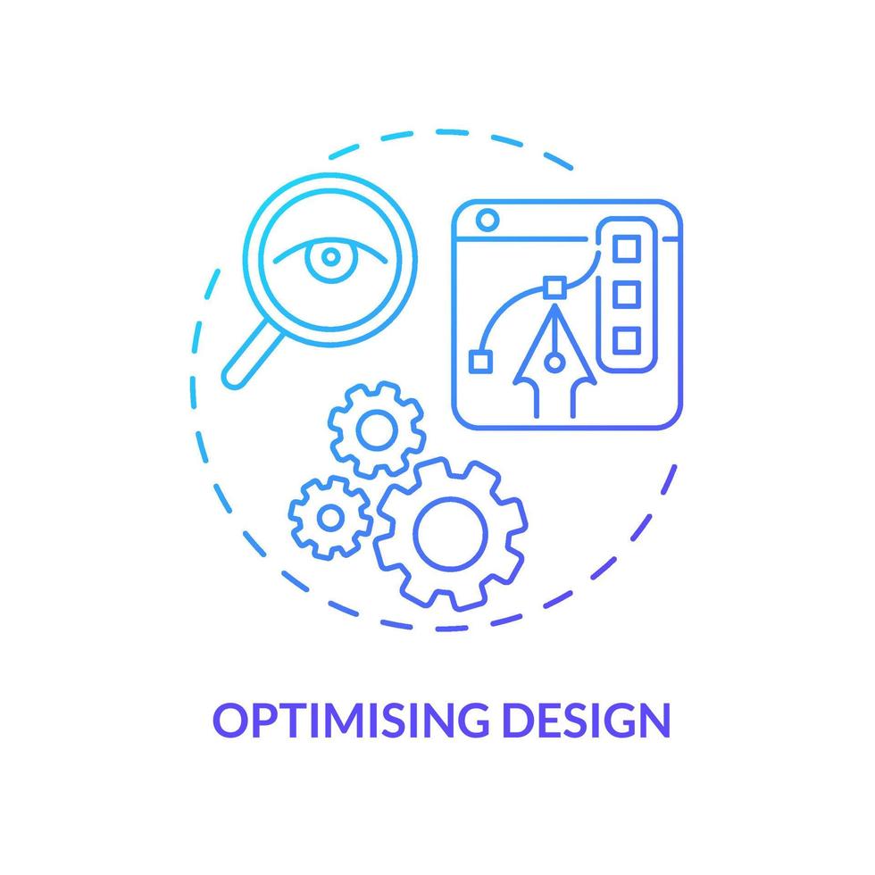 Make optimal design concept icon. Marketing analysis technology. Visual appearence update. Renovate product abstract idea thin line illustration. Vector isolated outline color drawing