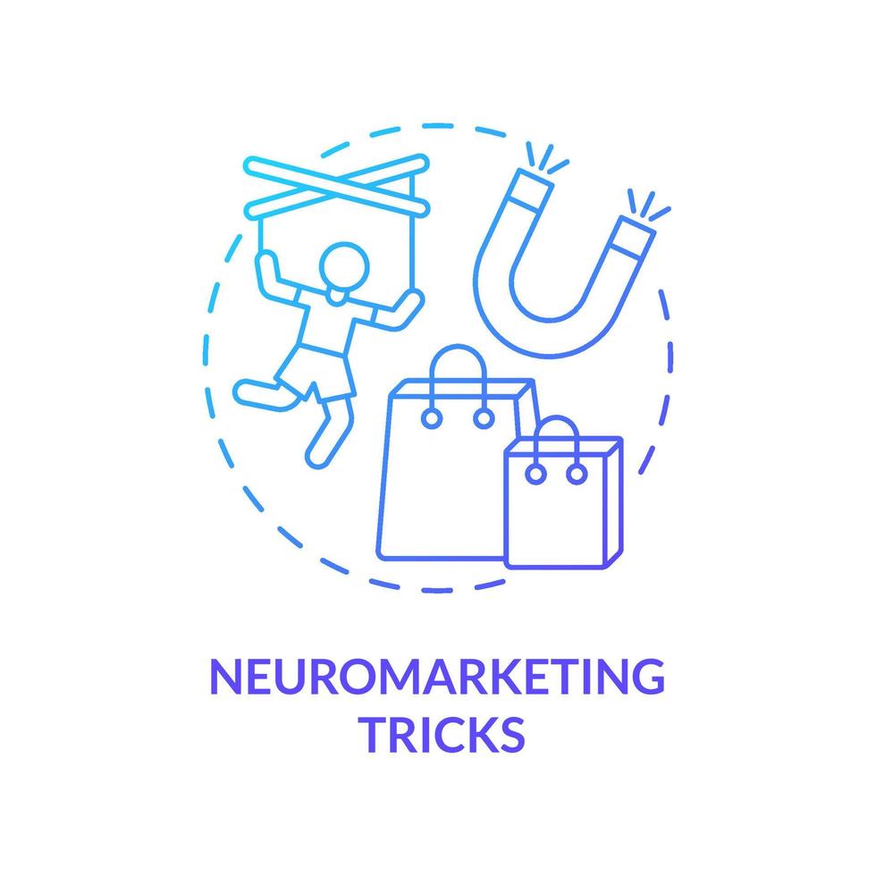 Marketing neuroscience tricks concept icon. Behavior research. Attracting new clients. Customer emotions manipulation abstract idea thin line illustration. Vector isolated outline color drawing