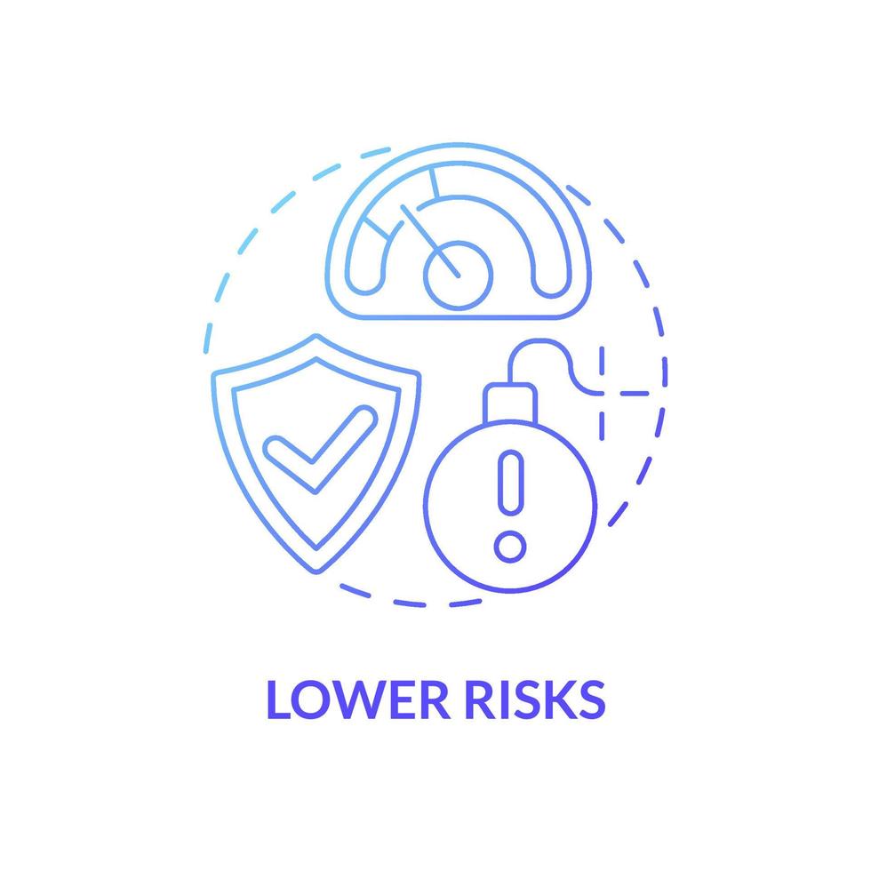 Lower risks blue gradient concept icon. Internal company growth abstract idea thin line illustration. Business expansion. Reduce threats possibility. Vector isolated outline color drawing