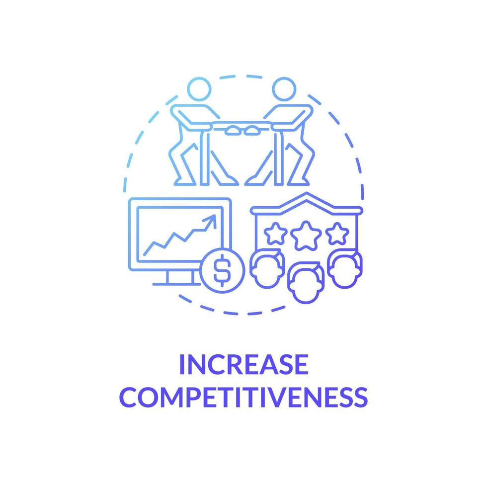 Increase competitiveness blue gradient concept icon. Importance of expansion abstract idea thin line illustration. Be winner among other companies. Vector isolated outline color drawing