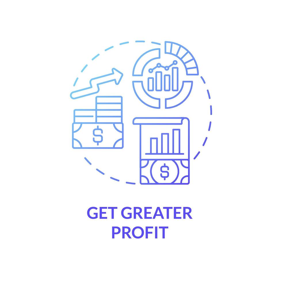 Get greater profit blue gradient concept icon. Importance of business expansion abstract idea thin line illustration. Increase turnover of company. Vector isolated outline color drawing