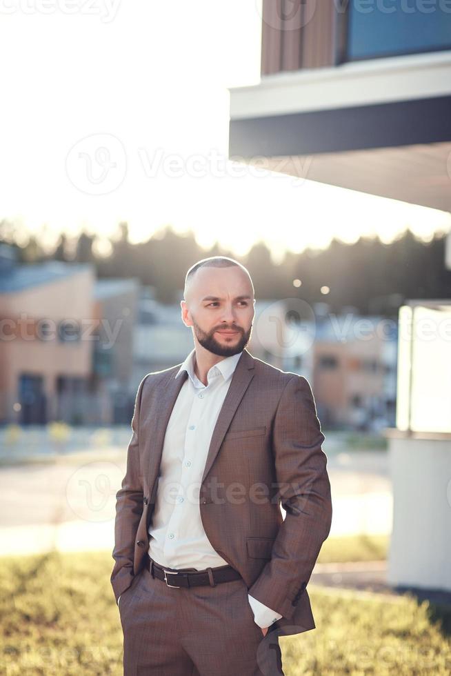 Handsome male model wearing a suit photo