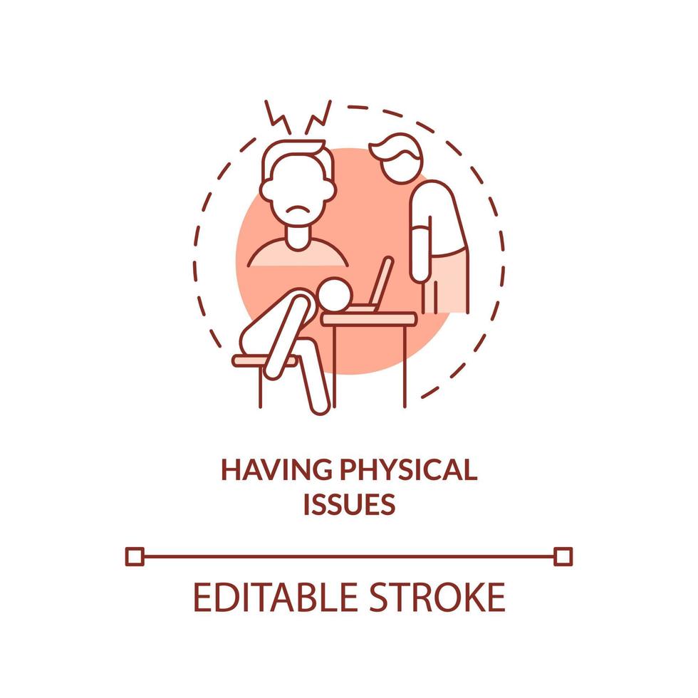 Having physical issues terracotta concept icon. Hint you are in wrong profession abstract idea thin line illustration. Isolated outline drawing. Editable stroke. Arial, Myriad Pro-Bold fonts used vector