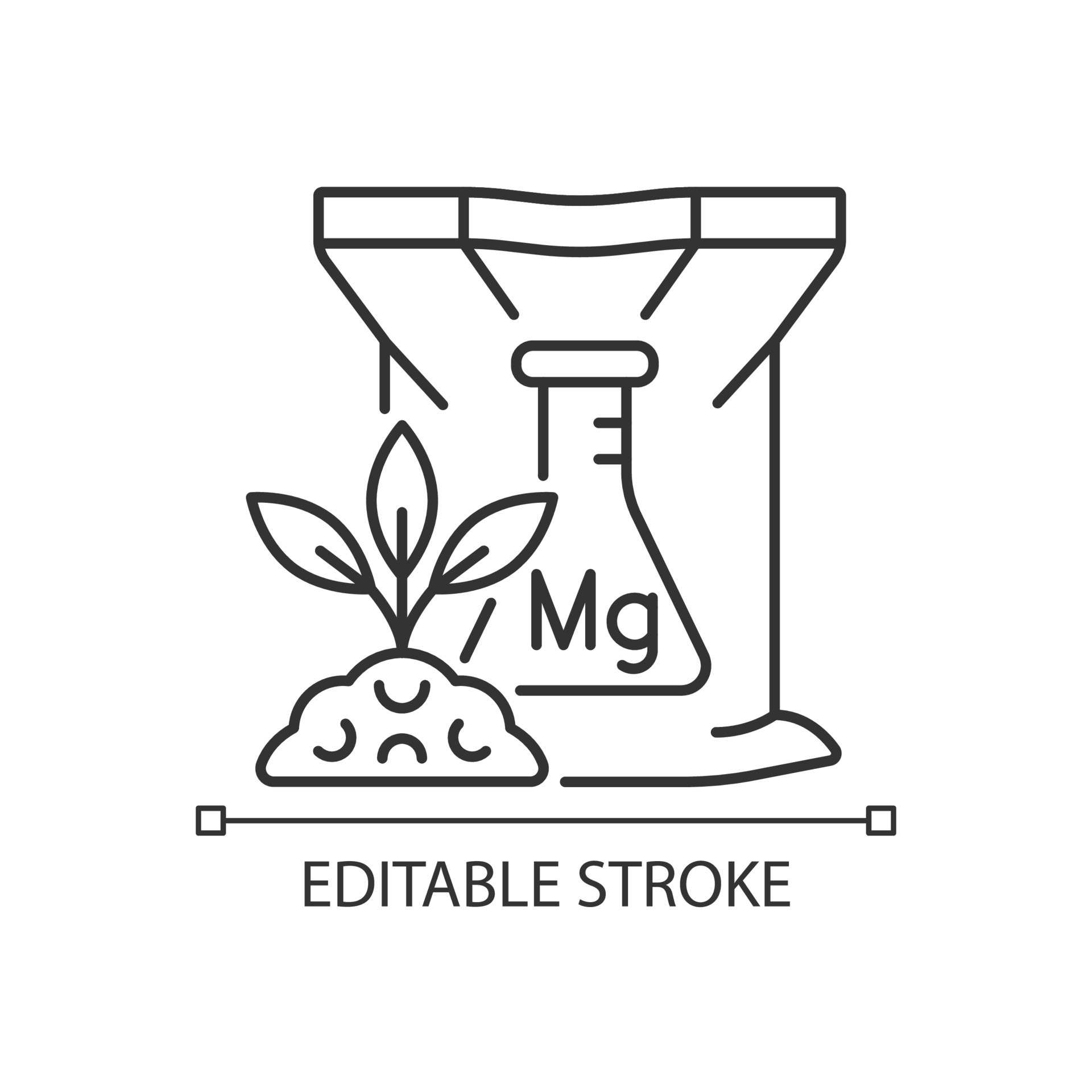 Magnesium fertilizer linear icon. Chemical plant and soil supplement