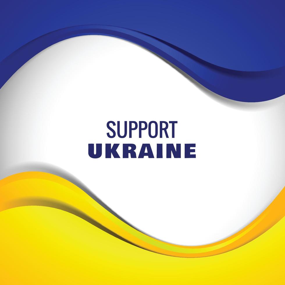 Support ukraine text modern wave flag theme background vector