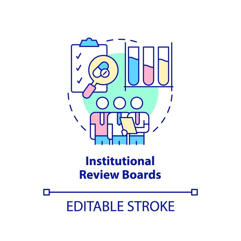 Institutional review boards concept icon. Safety of clinical trials abstract idea thin line illustration. Isolated outline drawing. Editable stroke. Arial, Myriad Pro-Bold fonts used vector