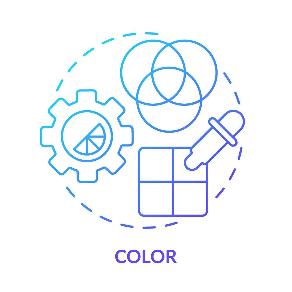 Color blue gradient concept icon. Visual content style making. Principles of graphic design abstract idea thin line illustration. Isolated outline drawing. Myriad Pro-Bold font used vector