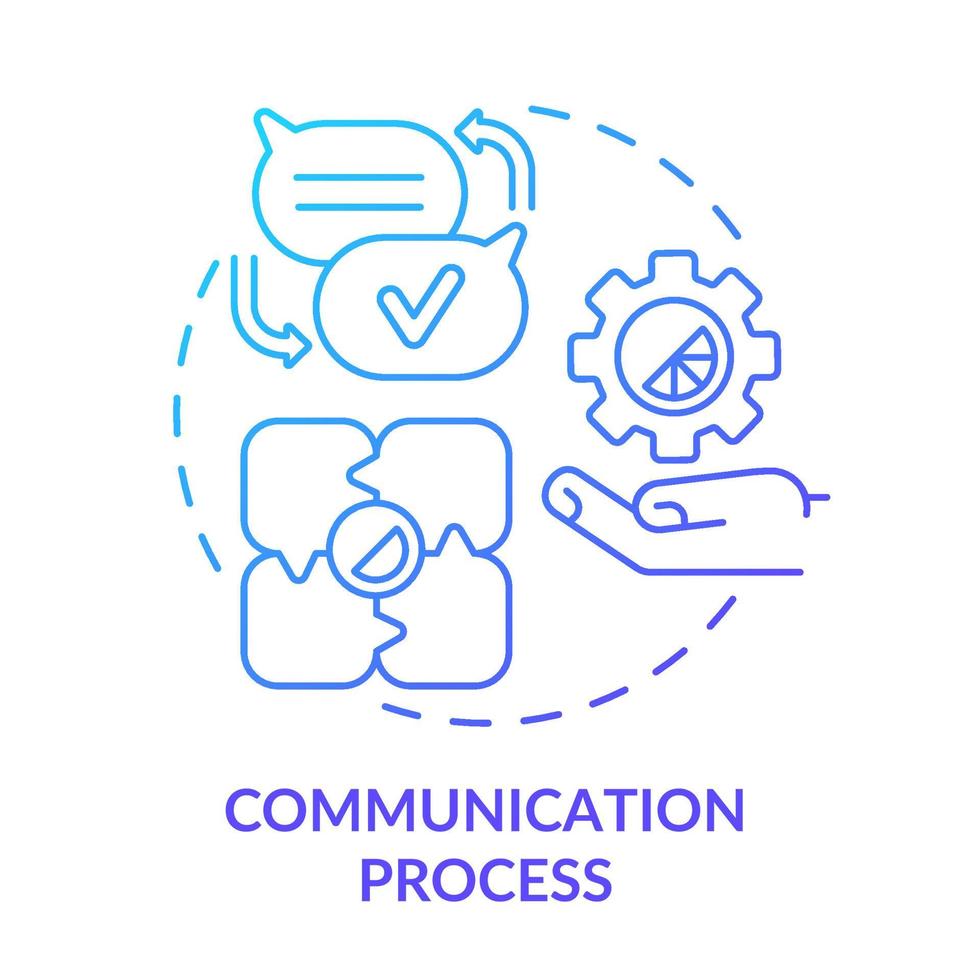 Communication process blue gradient concept icon. Designers teamwork. Graphic design rules abstract idea thin line illustration. Isolated outline drawing. Myriad Pro-Bold font used vector