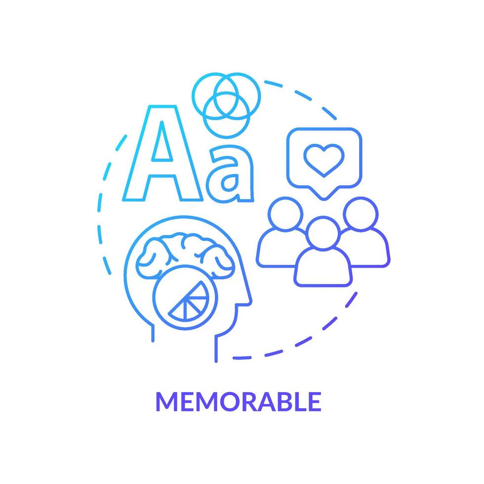 Memorable blue gradient concept icon. Professional designer work. Good logo design characteristics abstract idea thin line illustration. Isolated outline drawing. Myriad Pro-Bold font used vector