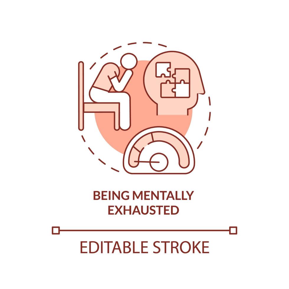 Being mentally exhausted terracotta concept icon. Clue of wrong career choice abstract idea thin line illustration. Isolated outline drawing. Editable stroke. Arial, Myriad Pro-Bold fonts used vector