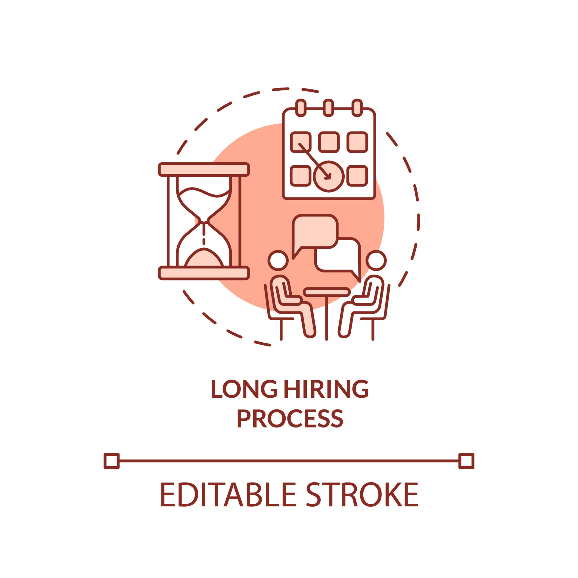 icono de concepto de terracota de proceso de contratación largo