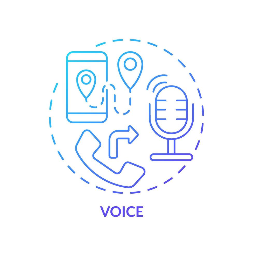 Voice blue gradient concept icon. Phone service. Calling and communication. UCaaS function abstract idea thin line illustration. Isolated outline drawing. Myriad Pro-Bold fonts used vector