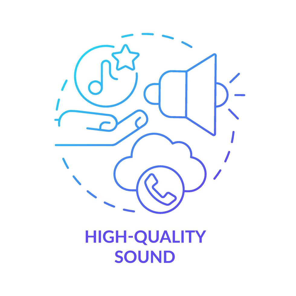 High-quality sound blue gradient concept icon. Audio message service. Benefits of VOIP usage abstract idea thin line illustration. Isolated outline drawing. Myriad Pro-Bold fonts used vector