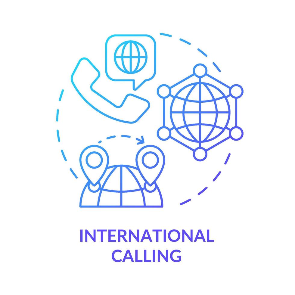 International calling blue gradient concept icon. Global network. VOIP benefits for users abstract idea thin line illustration. Isolated outline drawing. Myriad Pro-Bold fonts used vector