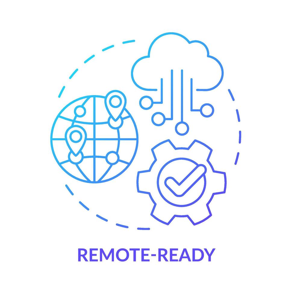 Remote-ready blue gradient concept icon. Cloud delivered service. Benefits of VOIP system abstract idea thin line illustration. Isolated outline drawing. Myriad Pro-Bold fonts used vector