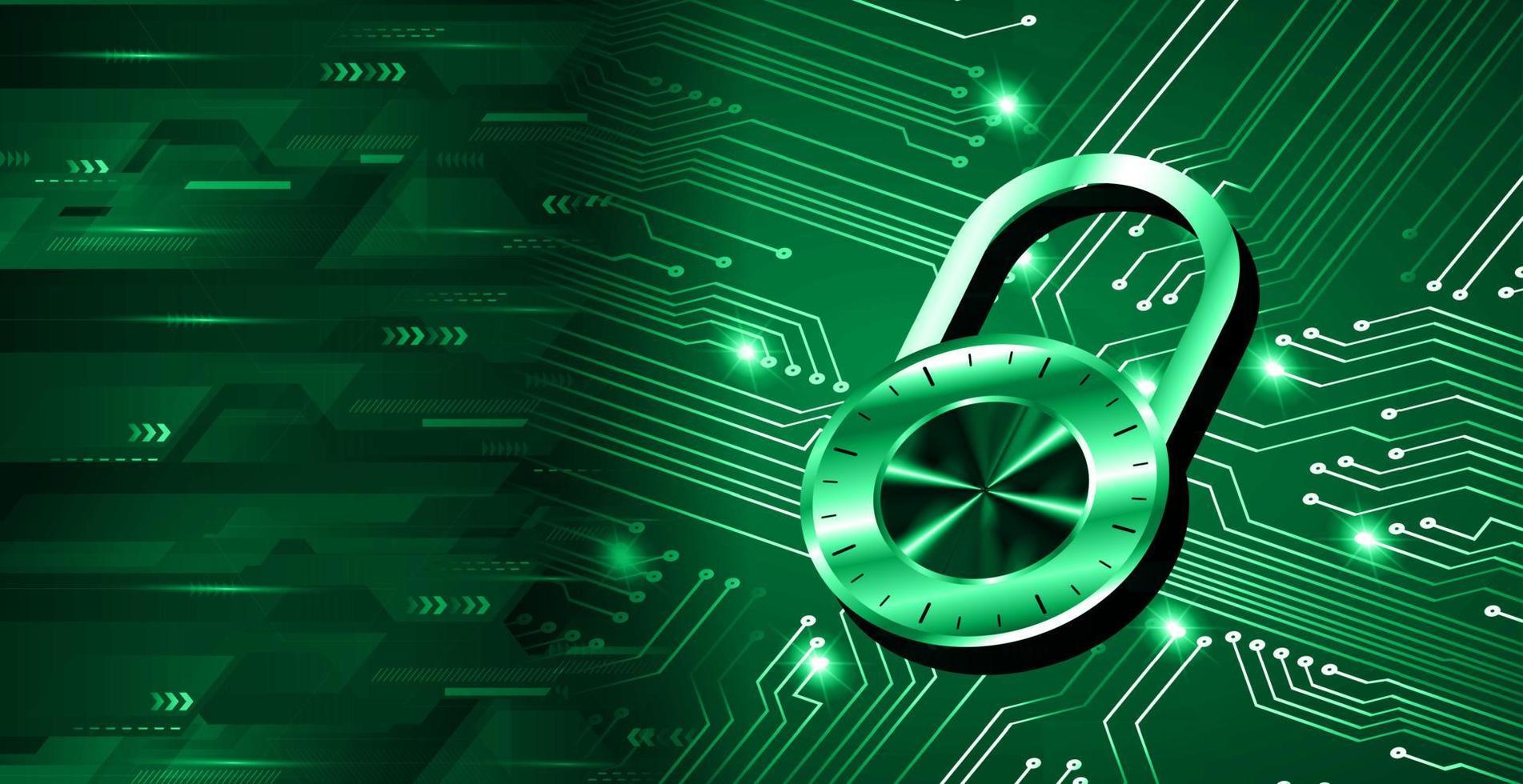 Closed Padlock on digital background, cyber security vector