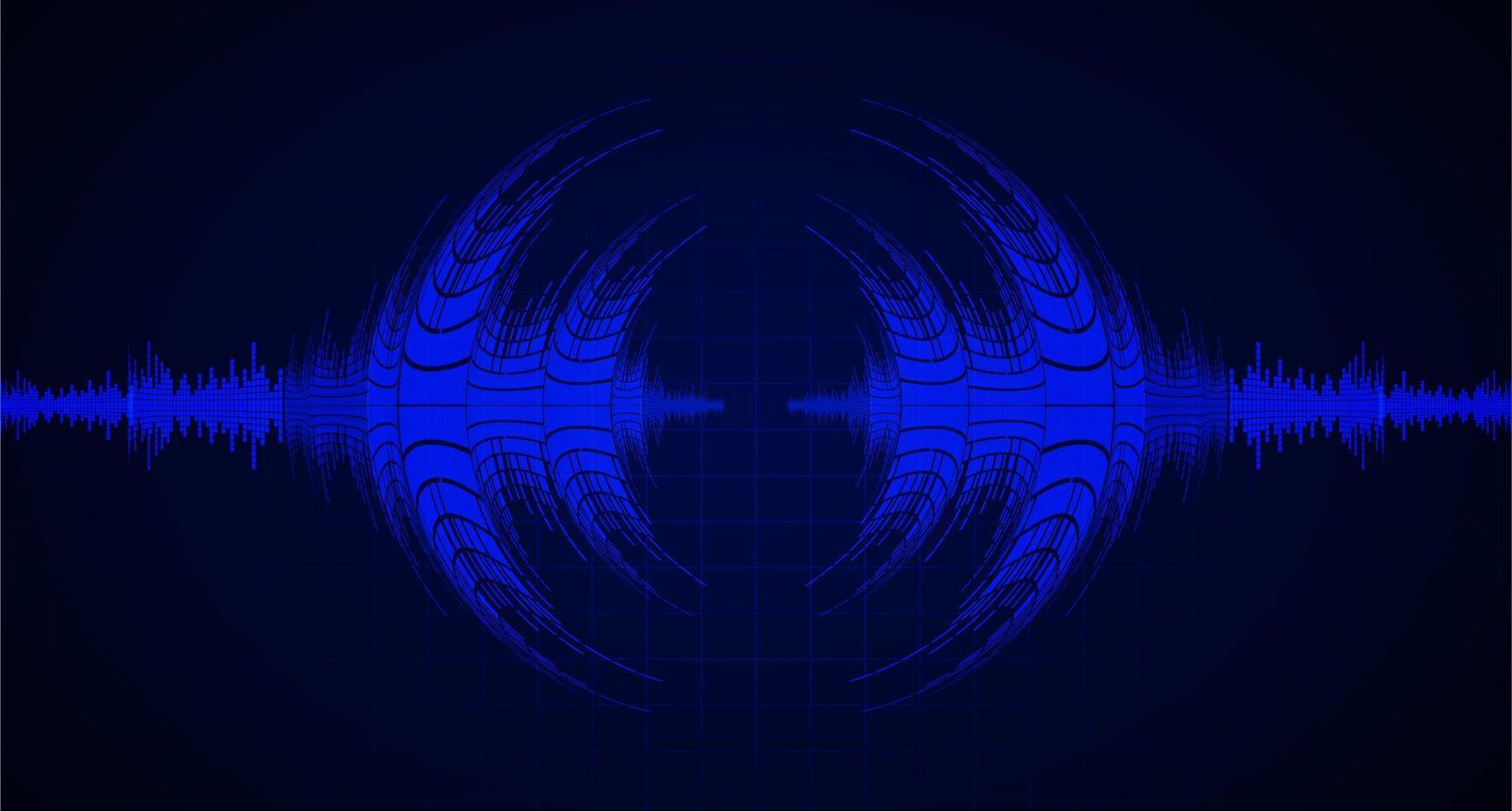 Sound waves oscillating dark light vector