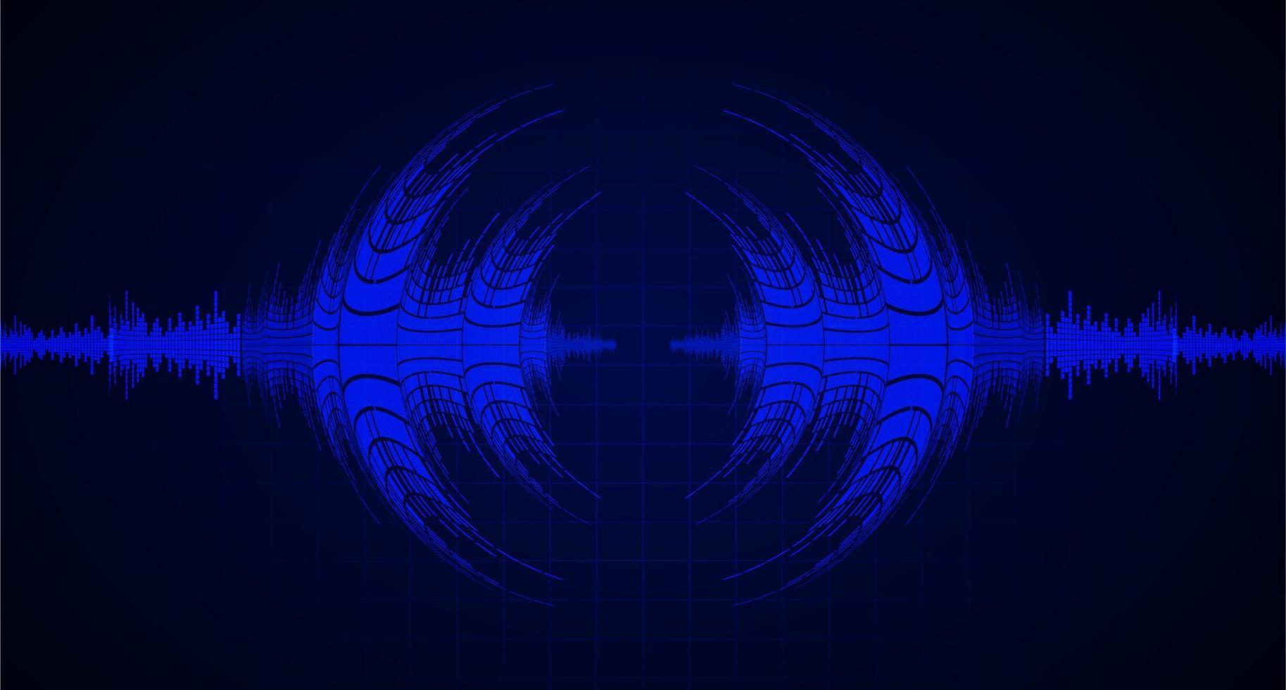 Sound waves oscillating dark light vector