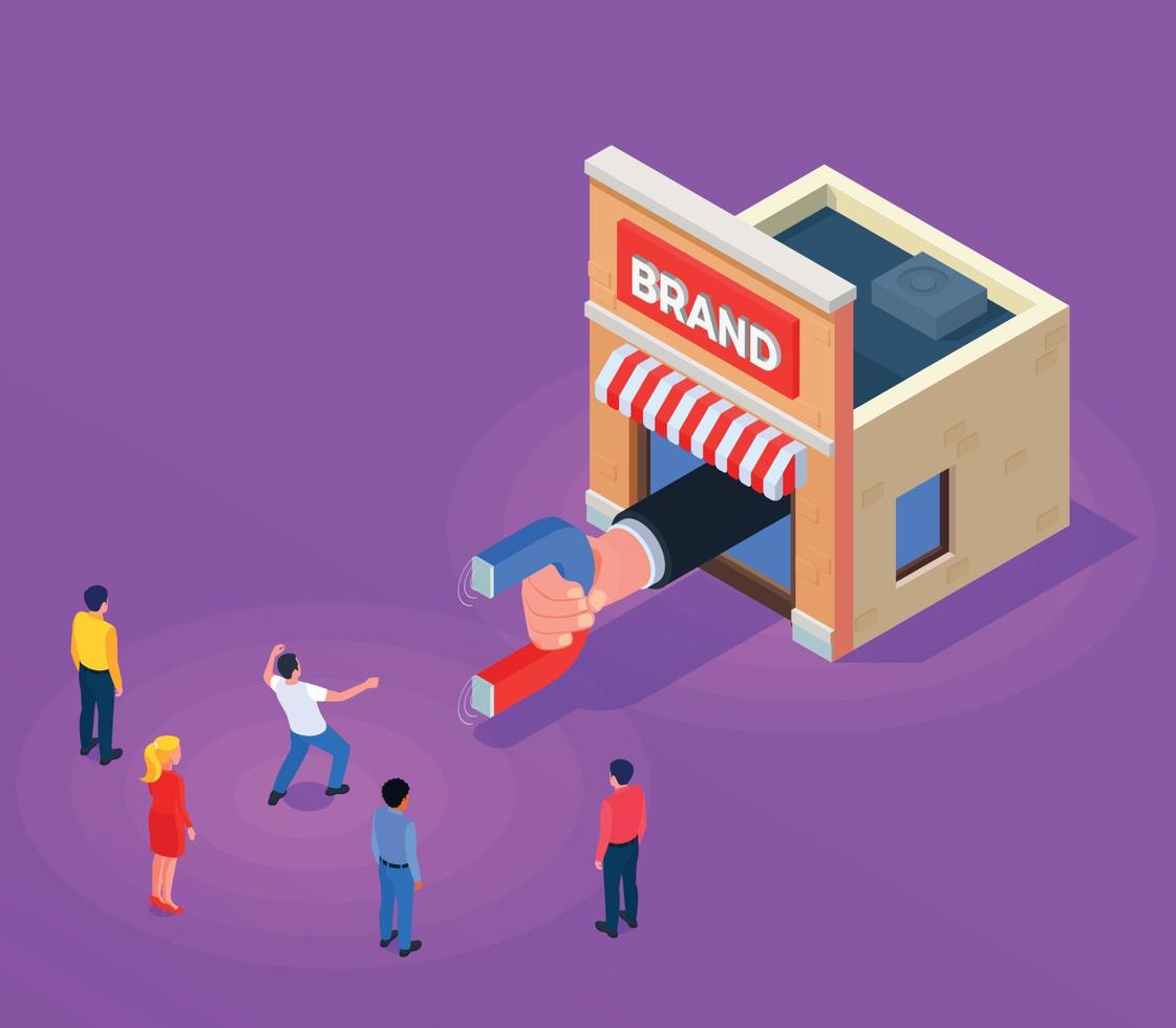 Customers Experience Isometric Composition vector