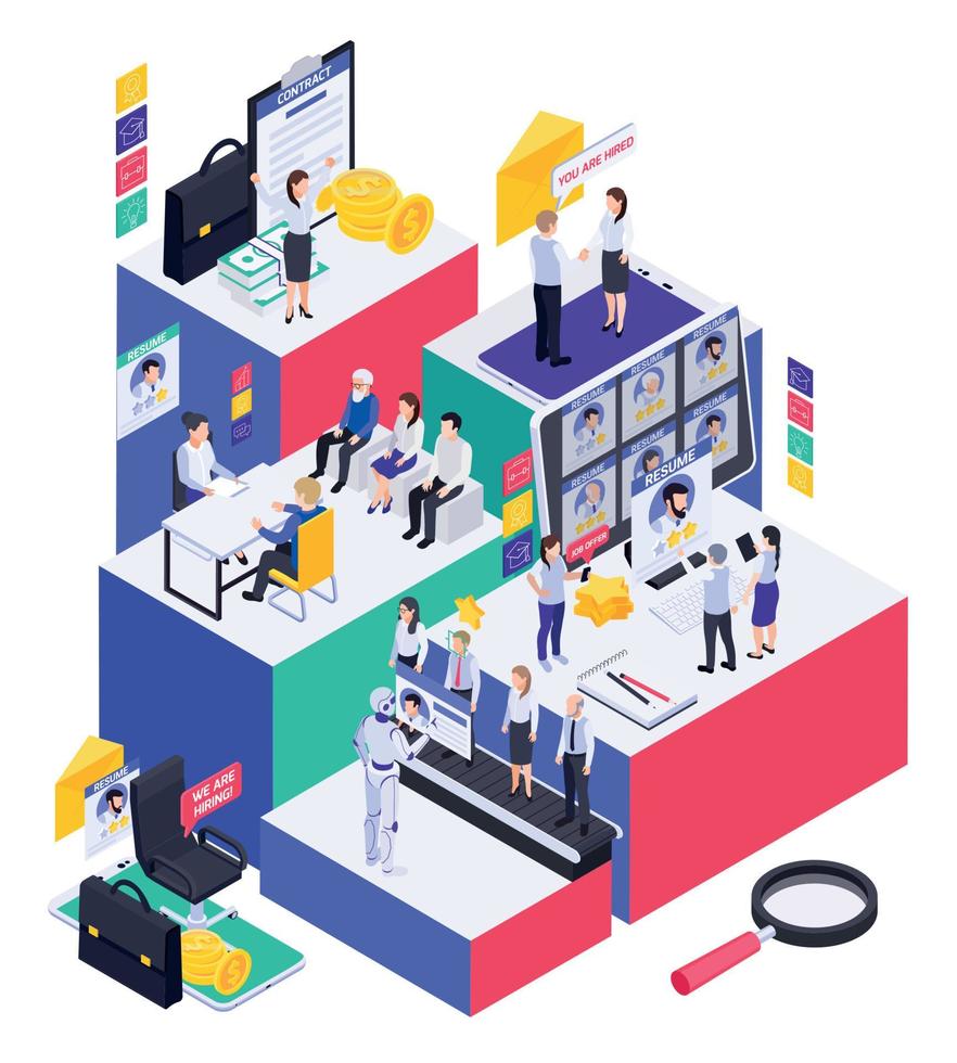 HR Recruitment Stages Composition vector