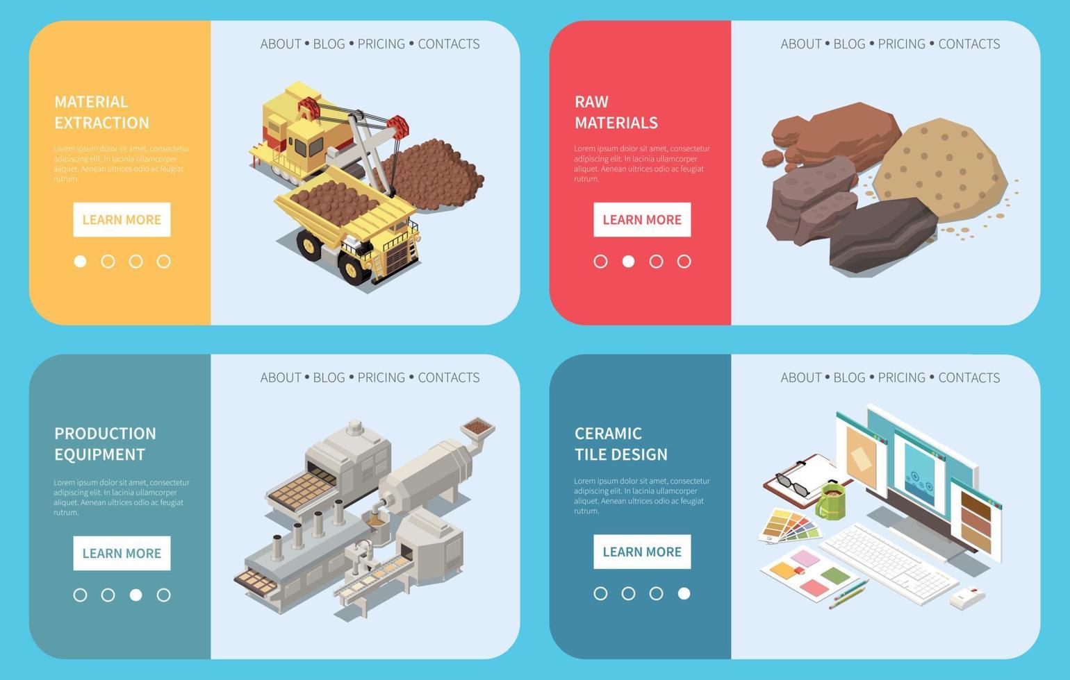 Ceramic Tile Production Isometric Concept vector