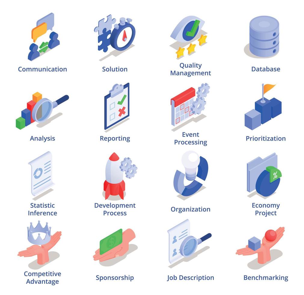 Business Intelligence Isometric Set vector