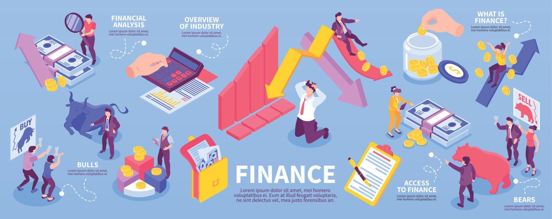 Isometric Finance Infographics vector