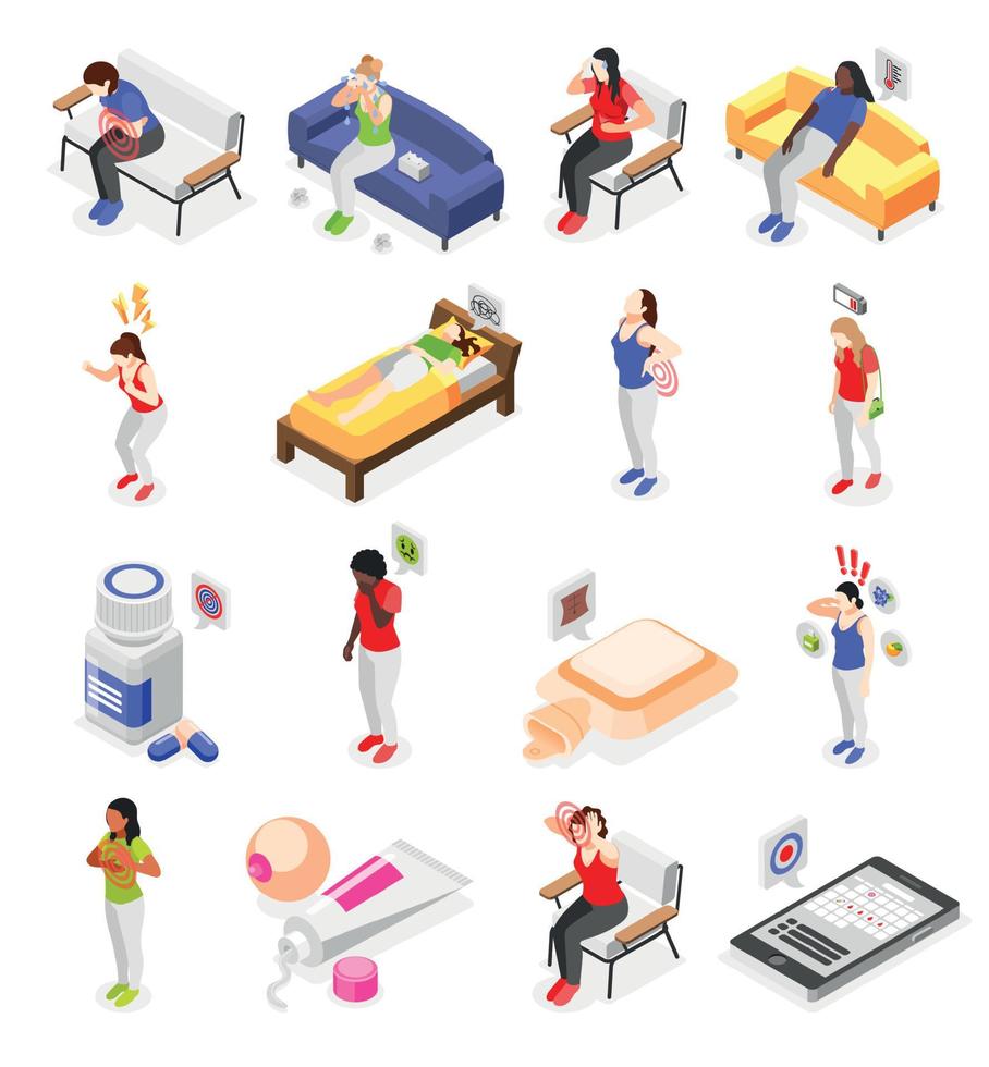 Women With PMS Set vector